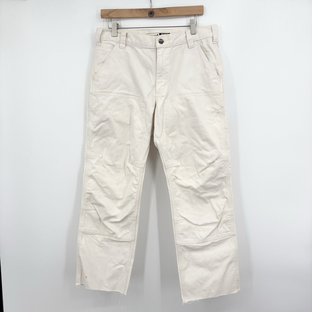 Carhartt Pants Mens 33x28 Rugged Flex Relaxed Canvas Double Front Work Raw Hem